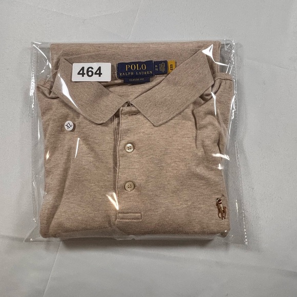 Polo Ralph Lauren Polo Shirt Men XL Tan Classic Fit Soft Cotton Flesh Pony - Picture 9 of 9